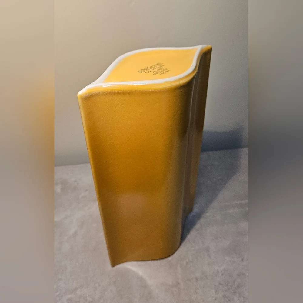 Vintage Mikasa La Ronde Moselle Amber Yellow Almond Eye Shape Mid-Century Vase